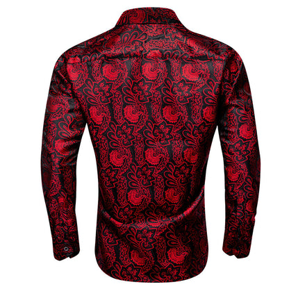 Red Black Paisley Men's Dress Shirt shirt    - Sophisticated Gentlemen