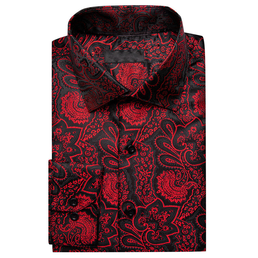 Red Black Paisley Men's Dress Shirt shirt    - Sophisticated Gentlemen