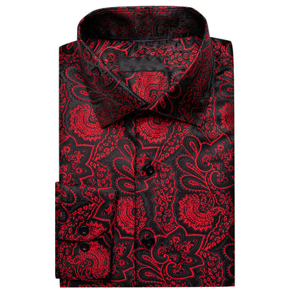 Red Black Paisley Men's Dress Shirt shirt    - Sophisticated Gentlemen
