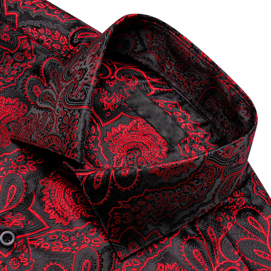Red Black Paisley Men's Dress Shirt shirt    - Sophisticated Gentlemen