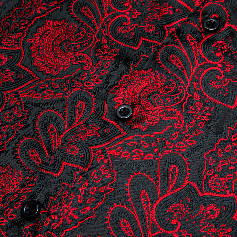 Red Black Paisley Men's Dress Shirt shirt    - Sophisticated Gentlemen