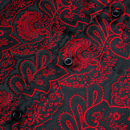 Red Black Paisley Men's Dress Shirt shirt    - Sophisticated Gentlemen