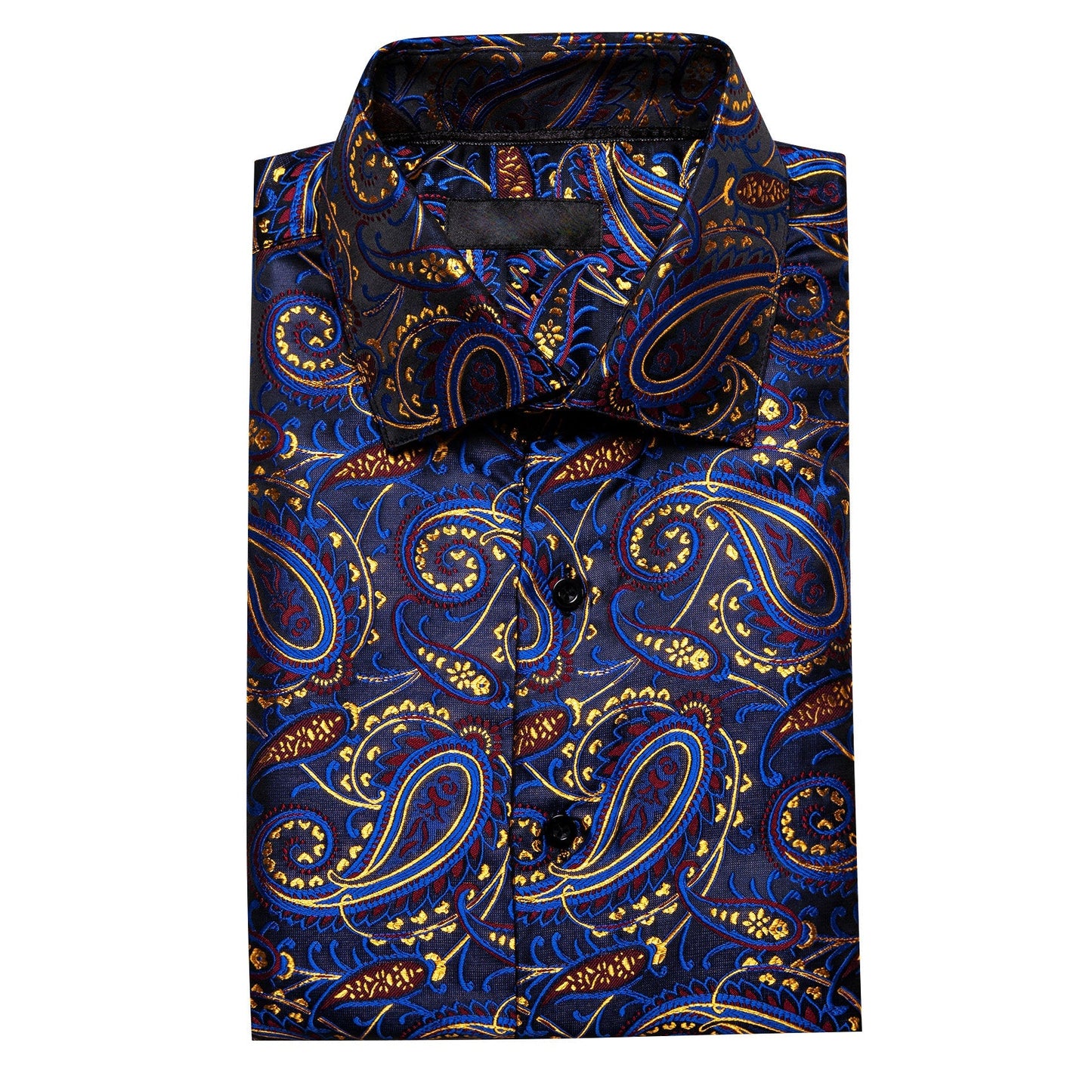 Blue, Red and Yellow Paisley Silk Dress Shirt shirt    - Sophisticated Gentlemen