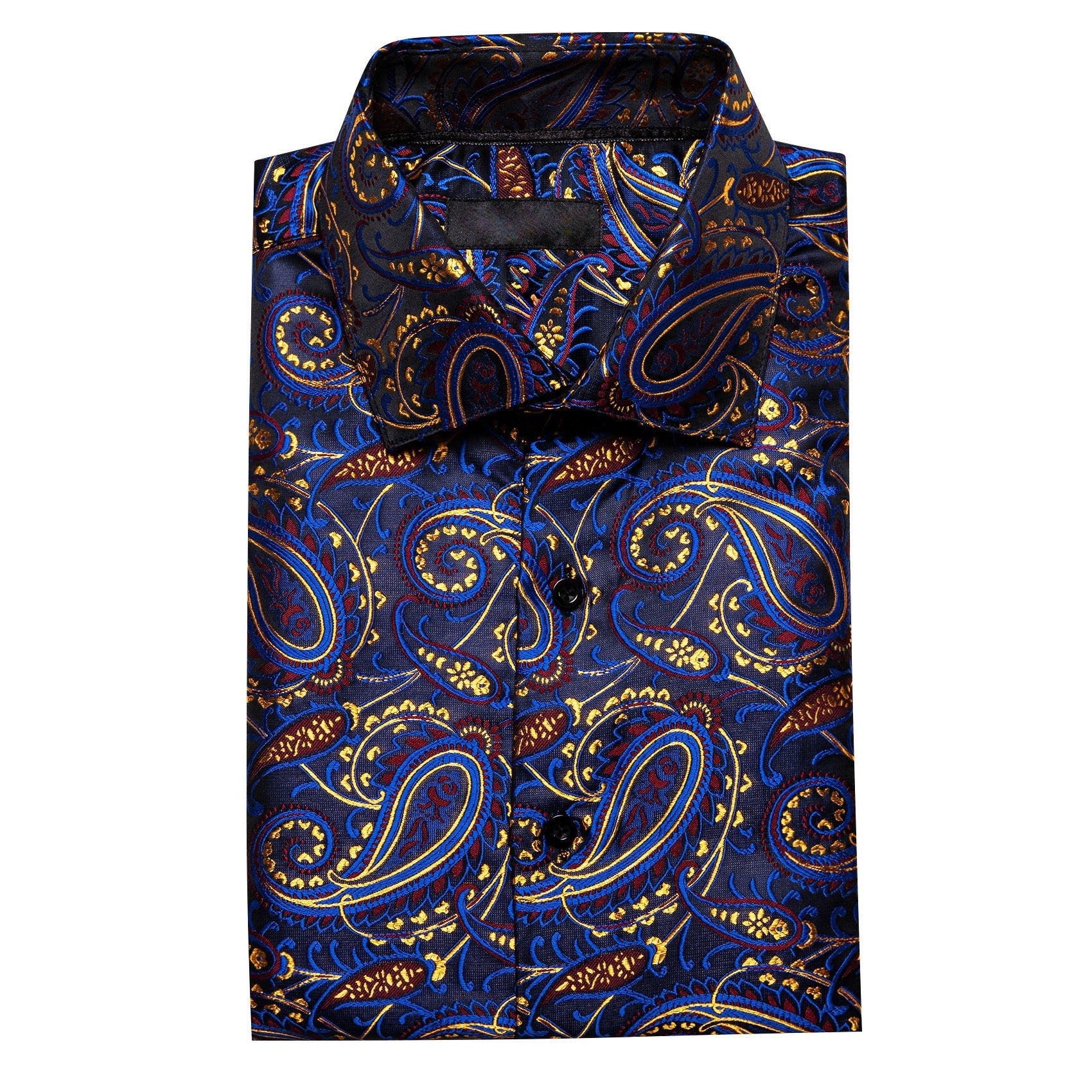 Blue, Red and Yellow Paisley Silk Dress Shirt shirt    - Sophisticated Gentlemen