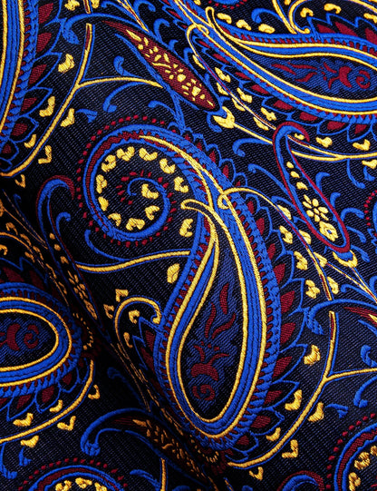 Blue, Red and Yellow Paisley Silk Dress Shirt shirt    - Sophisticated Gentlemen