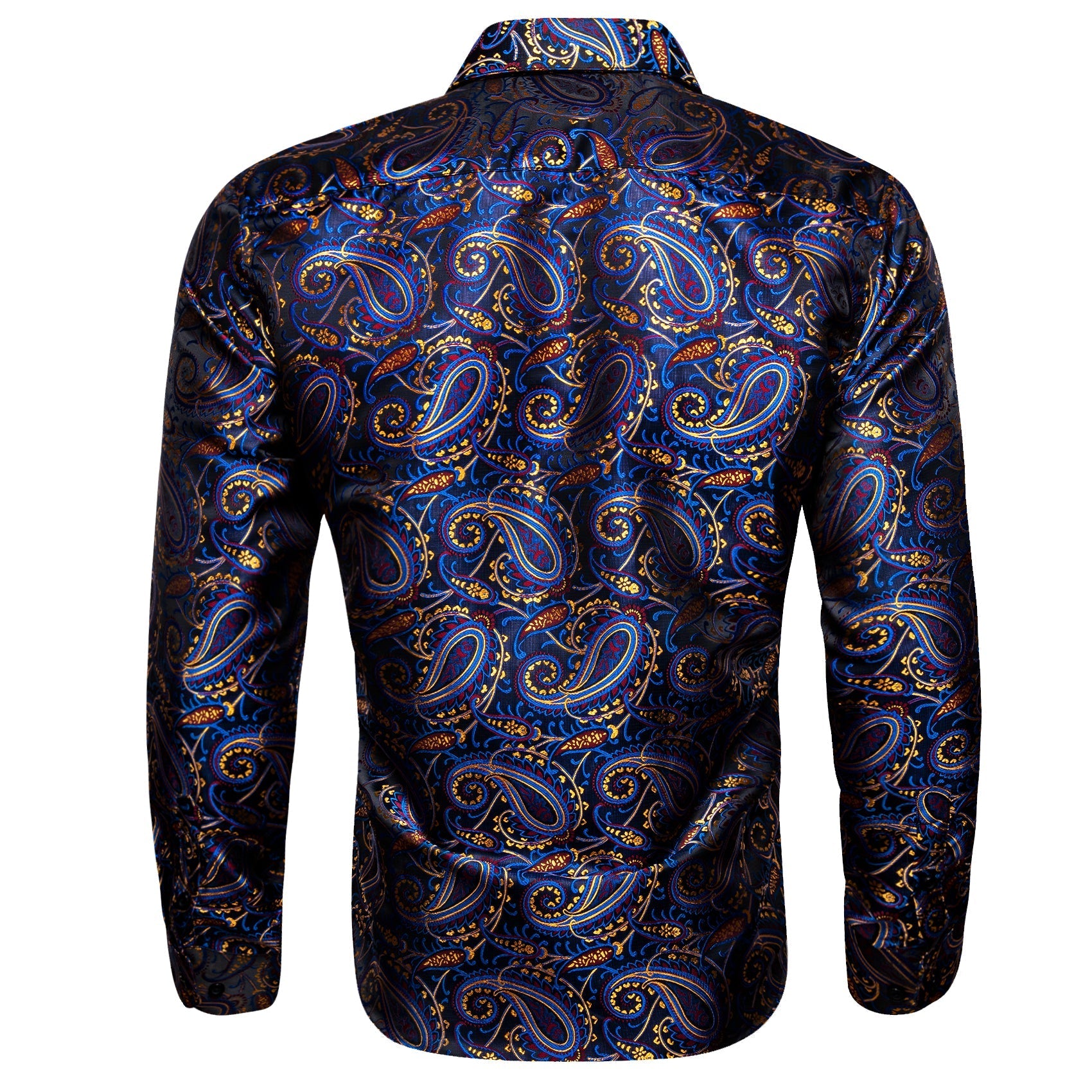 Blue, Red and Yellow Paisley Silk Dress Shirt shirt    - Sophisticated Gentlemen