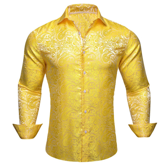 Yellow Paisley Dress Shirt shirt S   - Sophisticated Gentlemen