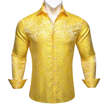 Yellow Paisley Dress Shirt shirt    - Sophisticated Gentlemen