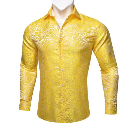 Yellow Paisley Dress Shirt shirt    - Sophisticated Gentlemen
