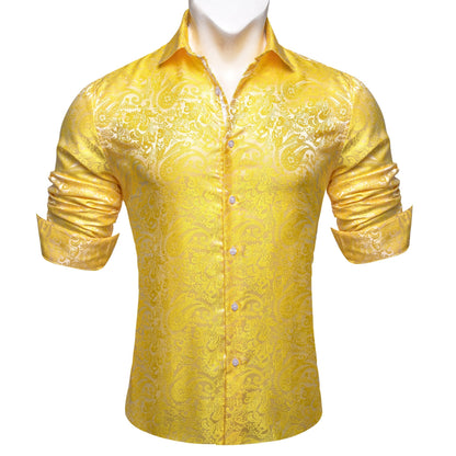 Yellow Paisley Dress Shirt shirt    - Sophisticated Gentlemen