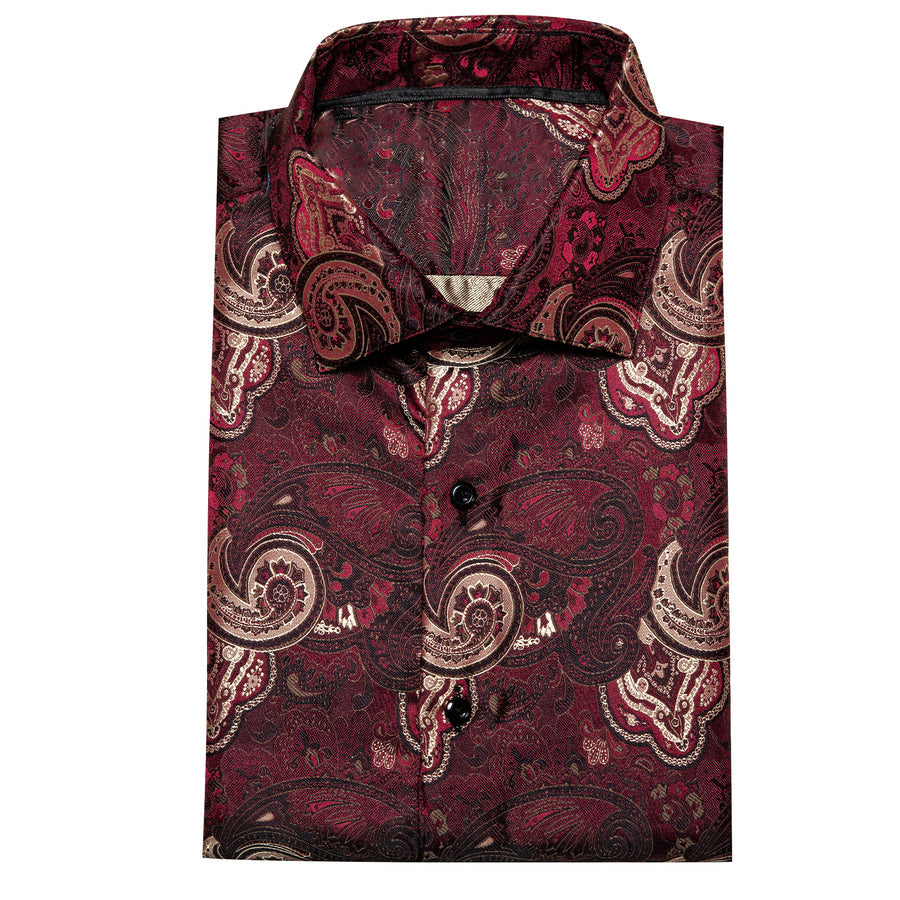 Deep Red Champagne Paisley Dress Shirt shirt    - Sophisticated Gentlemen