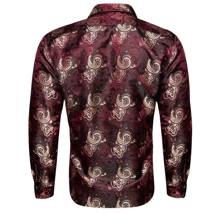 Deep Red Champagne Paisley Dress Shirt shirt    - Sophisticated Gentlemen