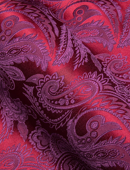 Burgundy Red Purple Paisley Flower Pattern Silk Dress Shirt shirt    - Sophisticated Gentlemen