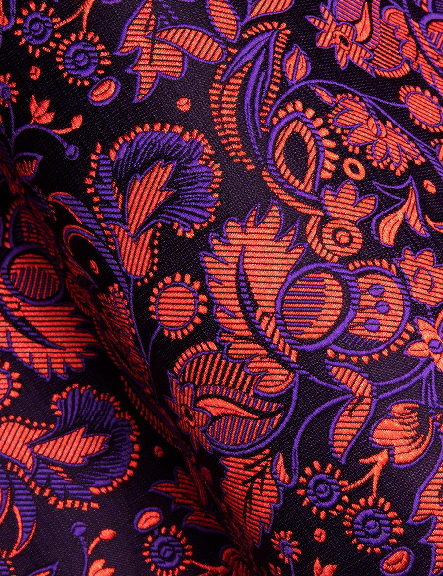 Red Purple Paisley Flower Pattern Silk Dress Shirt shirt    - Sophisticated Gentlemen