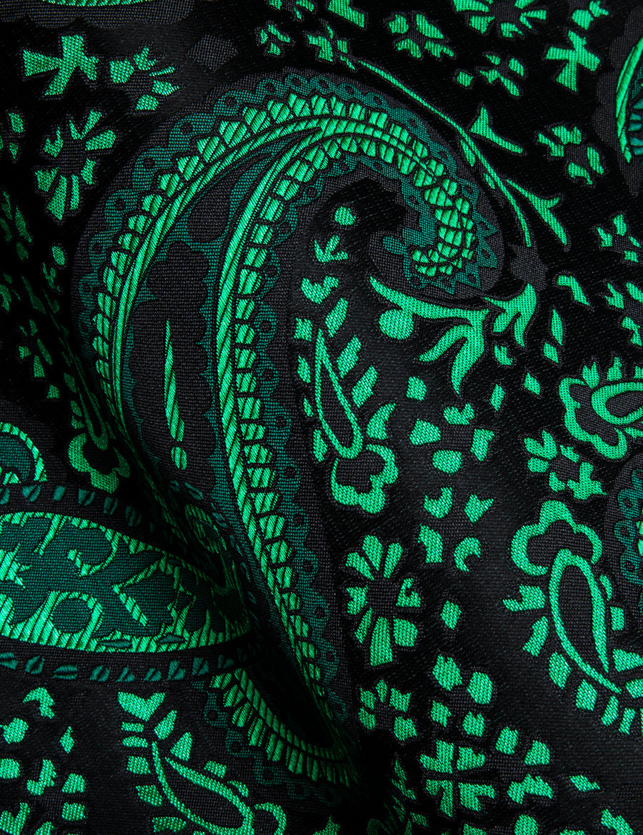 Green Paisley Flower Pattern Silk Dress Shirt shirt    - Sophisticated Gentlemen