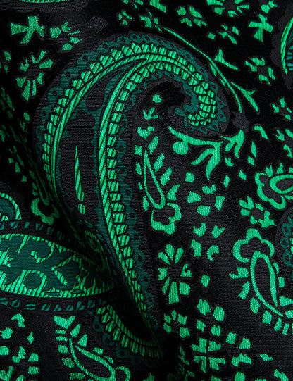 Green Paisley Flower Pattern Silk Dress Shirt shirt    - Sophisticated Gentlemen