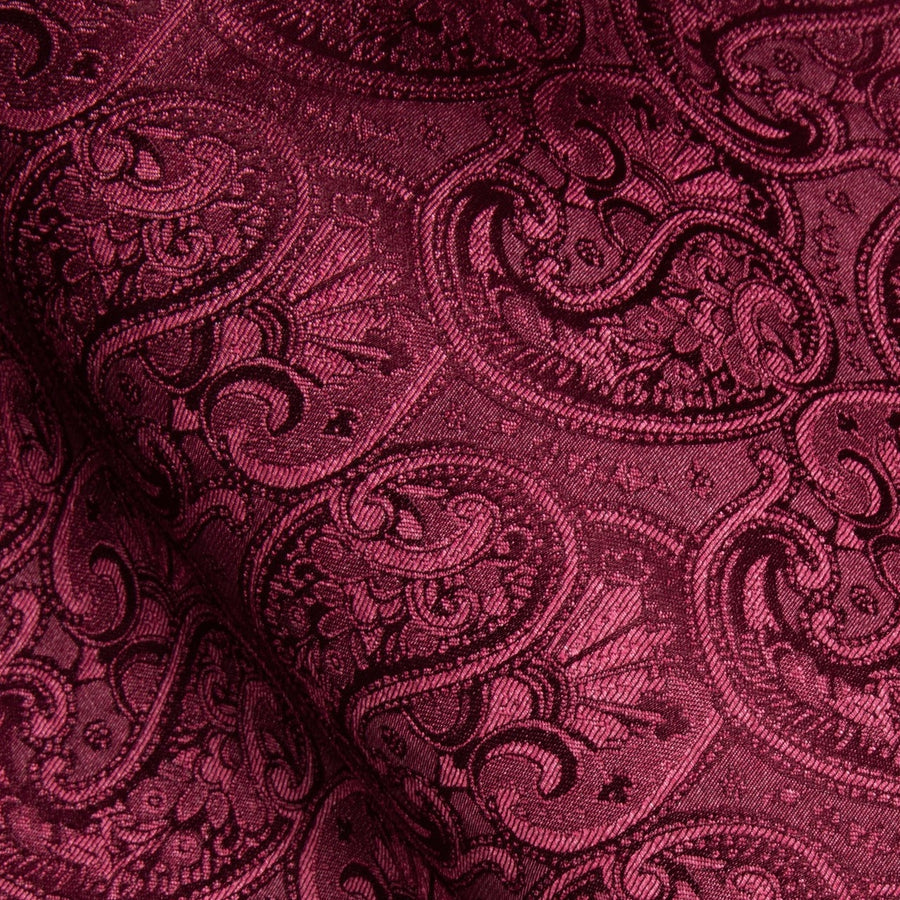 Dark Red Paisley Pattern Silk Dress Shirt shirt    - Sophisticated Gentlemen