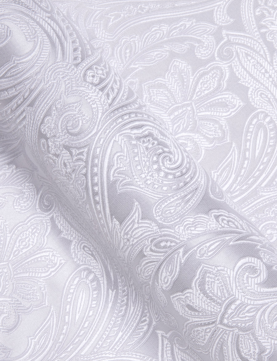 Classic White Paisley Silk Dress Shirt shirt    - Sophisticated Gentlemen