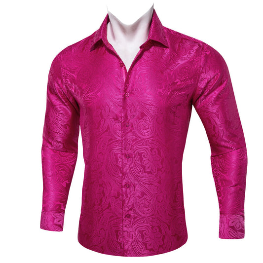 Rose Pink Paisley Dress Shirt shirt S   - Sophisticated Gentlemen
