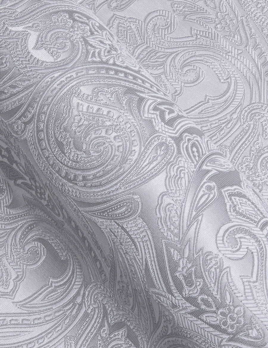 Classic Silver Paisley Silk Dress Shirt shirt    - Sophisticated Gentlemen