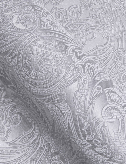 Classic Silver Paisley Silk Dress Shirt shirt    - Sophisticated Gentlemen