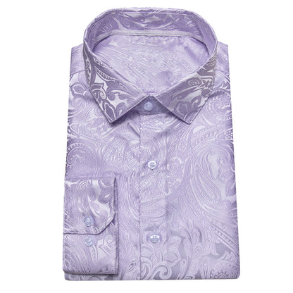 Light Purple Paisley Silk Dress Shirt shirt    - Sophisticated Gentlemen