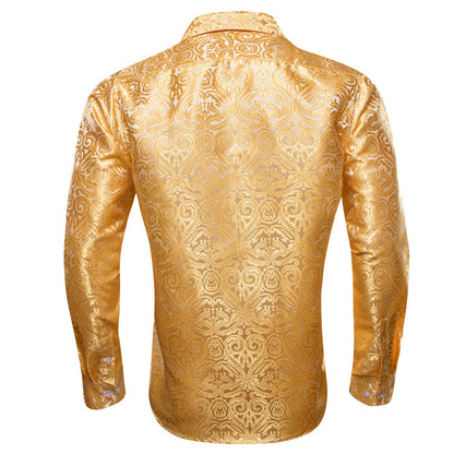 Bright Yellow Paisley Silk Dress Shirt shirt    - Sophisticated Gentlemen