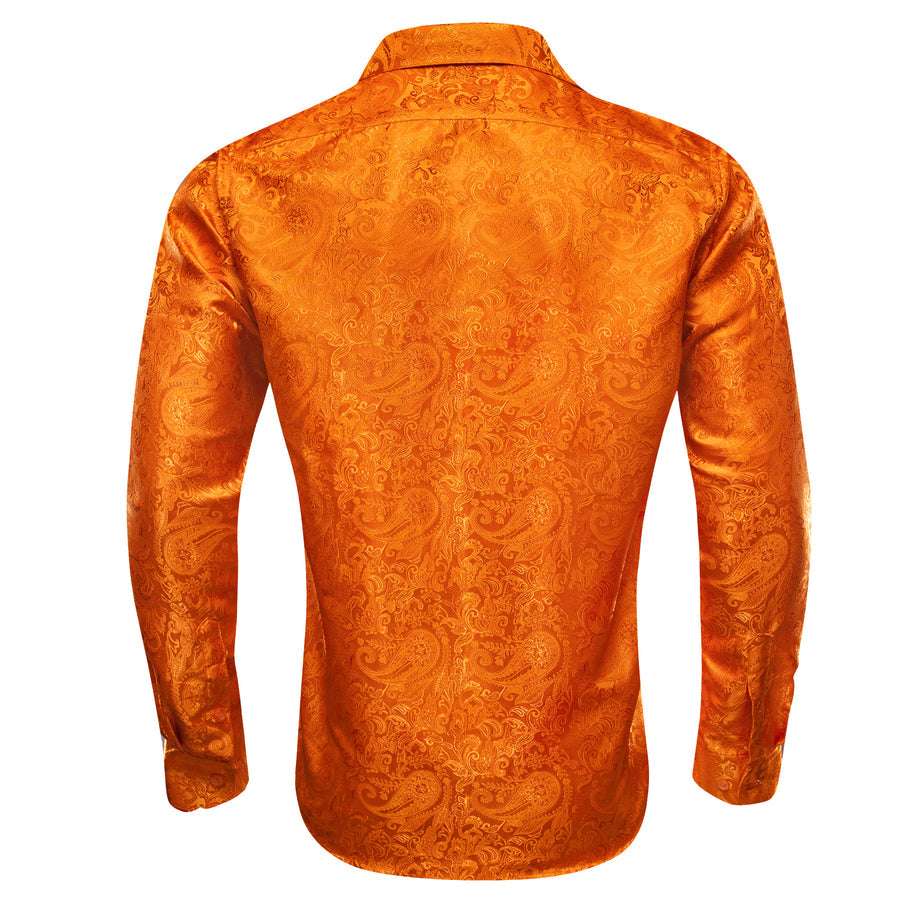 Orange Paisley Silk Dress Shirt shirt    - Sophisticated Gentlemen