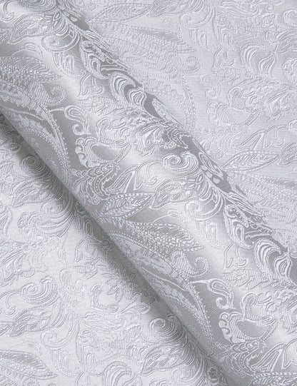 Classic Pure Silver Paisley Silk Dress Shirt shirt    - Sophisticated Gentlemen