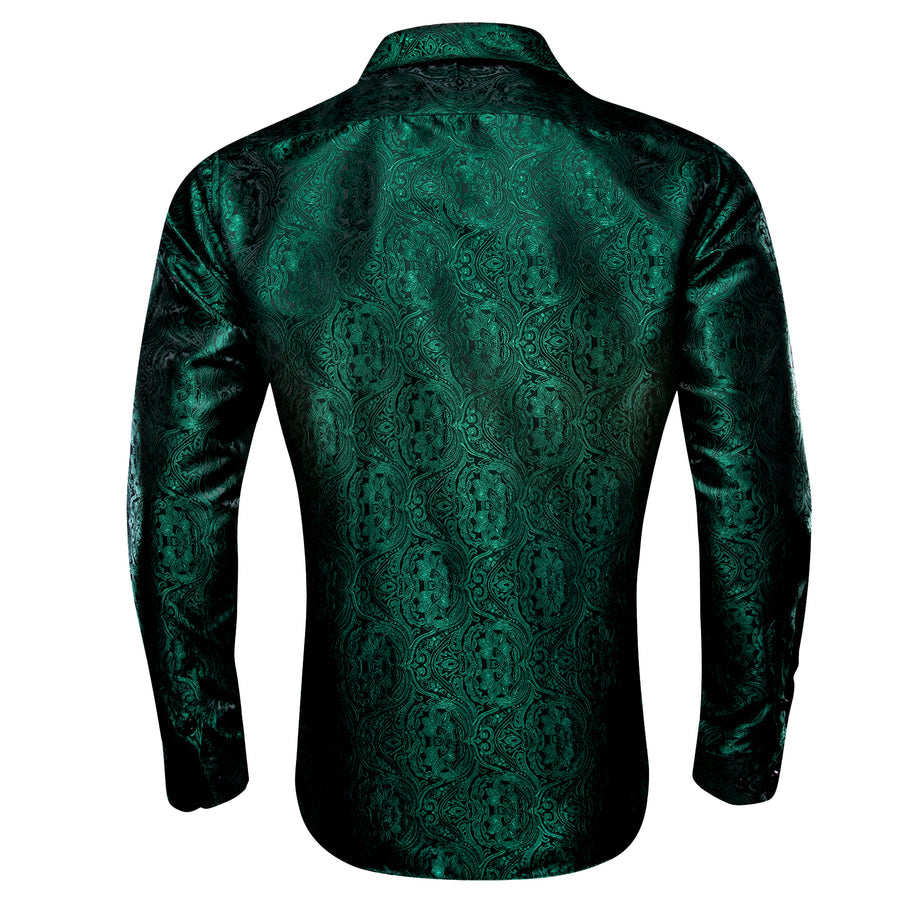 Dark Green Paisley Dress Shirt shirt    - Sophisticated Gentlemen