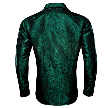 Dark Green Paisley Dress Shirt shirt    - Sophisticated Gentlemen