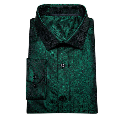 Dark Green Paisley Dress Shirt shirt    - Sophisticated Gentlemen