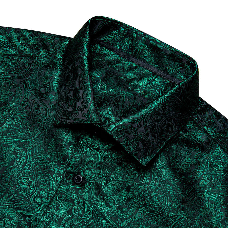 Dark Green Paisley Dress Shirt shirt    - Sophisticated Gentlemen