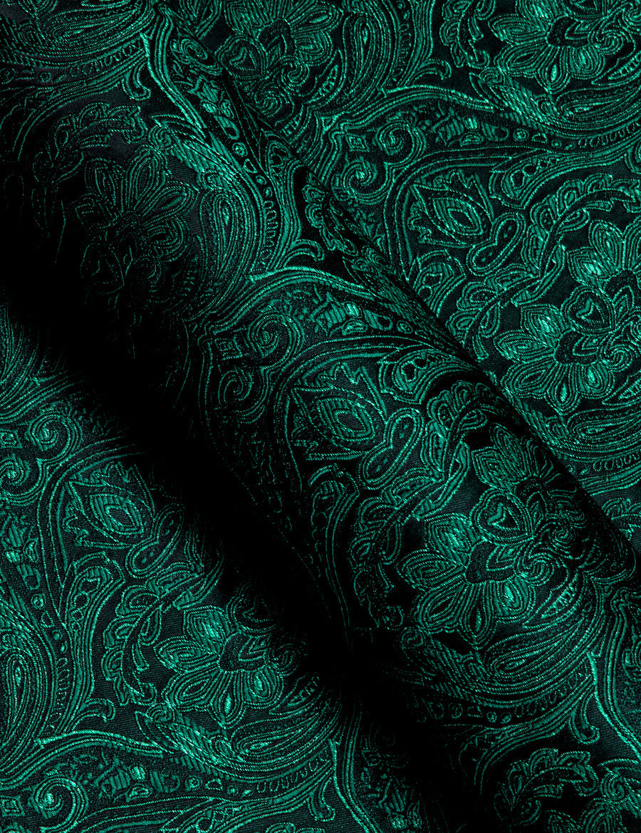 Dark Green Paisley Dress Shirt shirt    - Sophisticated Gentlemen