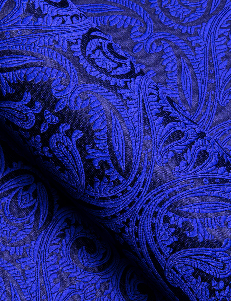 Navy Blue Paisley Silk Dress Shirt shirt    - Sophisticated Gentlemen