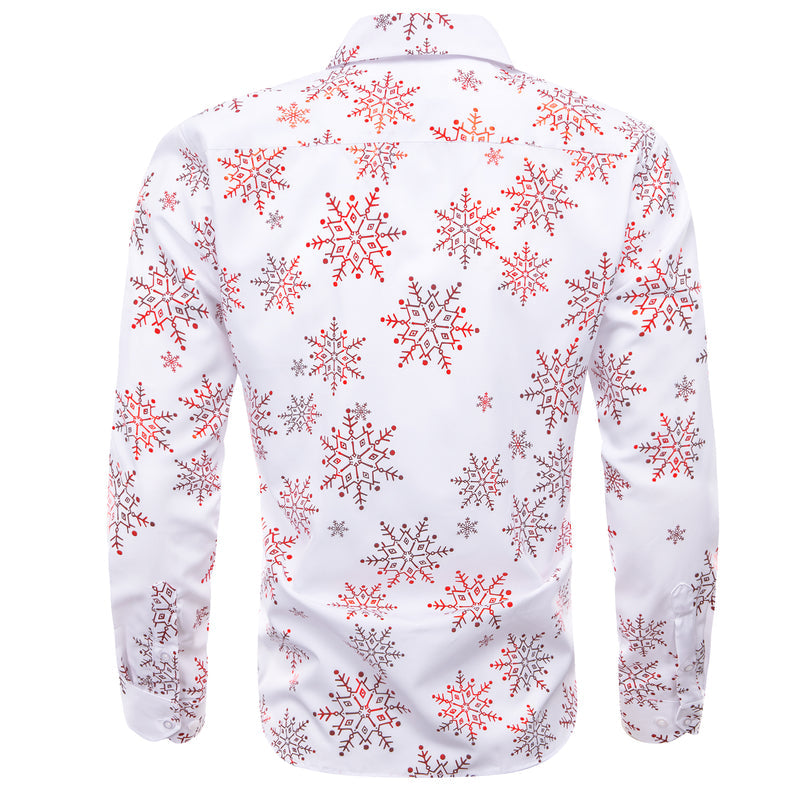 Christmas White With Pink Snowflake Floral Dress Shirt shirt    - Sophisticated Gentlemen