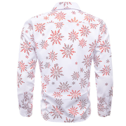 Christmas White With Pink Snowflake Floral Dress Shirt shirt    - Sophisticated Gentlemen