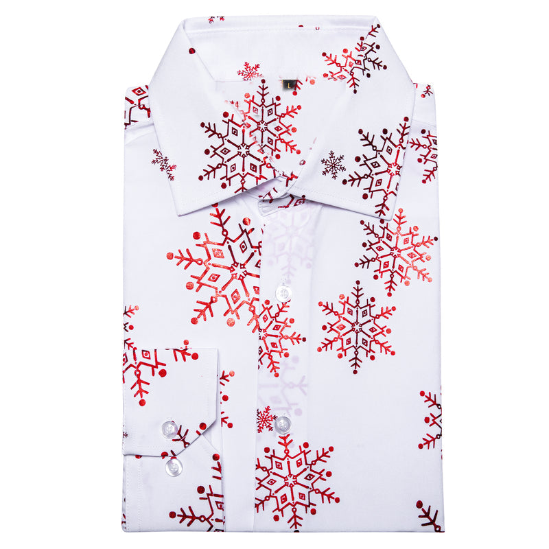 Christmas White With Pink Snowflake Floral Dress Shirt shirt    - Sophisticated Gentlemen