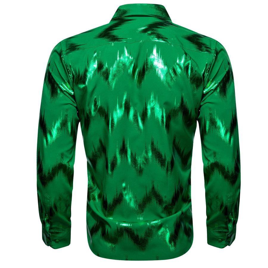 Bronzing Printing Green Novelty Dress Shirt shirt    - Sophisticated Gentlemen