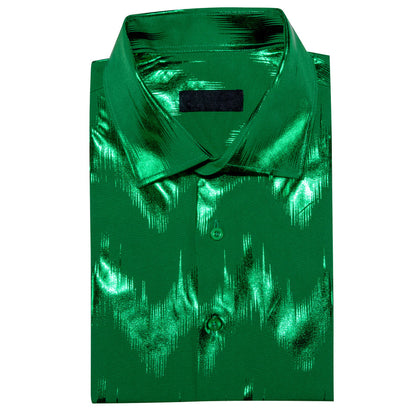 Bronzing Printing Green Novelty Dress Shirt shirt    - Sophisticated Gentlemen