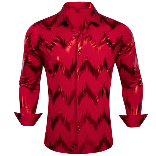 Red Black Bronzing Novelty Dress Shirt shirt S   - Sophisticated Gentlemen
