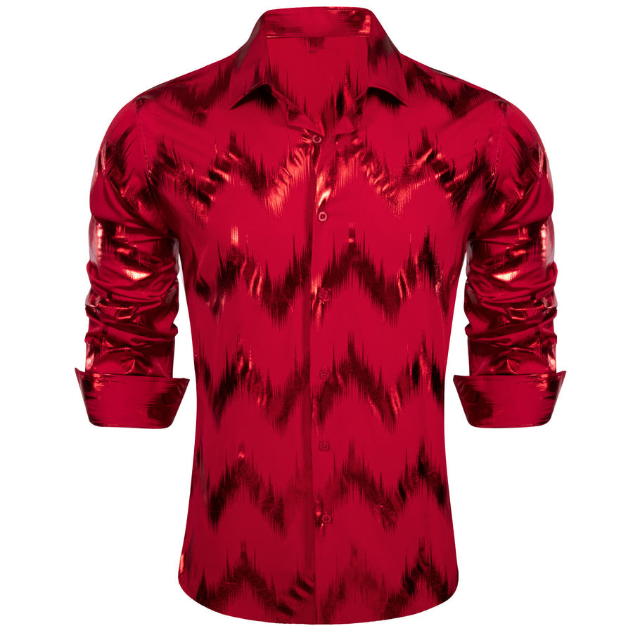 Red Black Bronzing Novelty Dress Shirt shirt    - Sophisticated Gentlemen