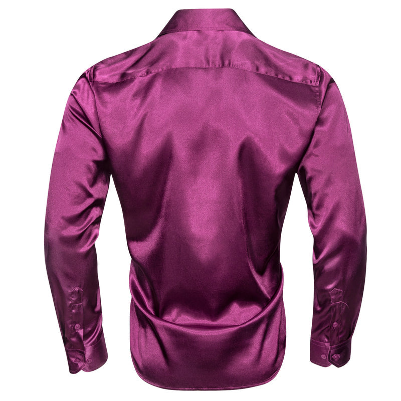 Dark Purple Solid Silk Dress Shirt shirt    - Sophisticated Gentlemen