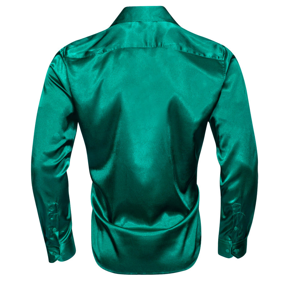 Dark Green Solid Silk Dress Shirt shirt    - Sophisticated Gentlemen