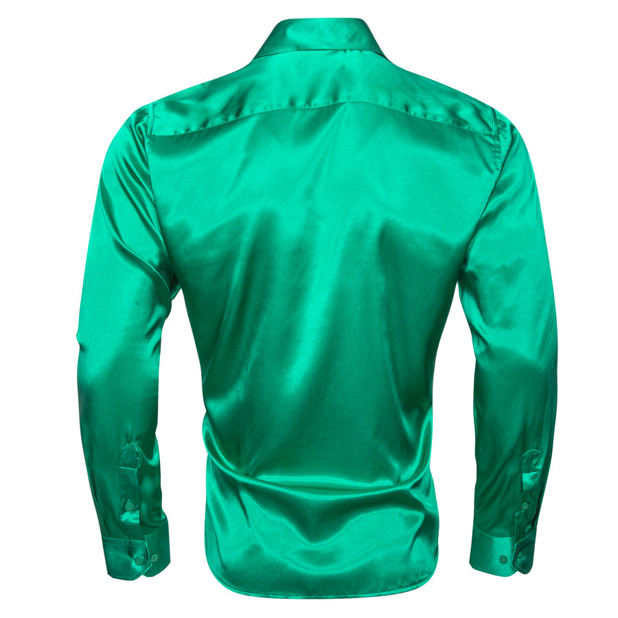 Green Solid Silk Dress Shirt shirt    - Sophisticated Gentlemen