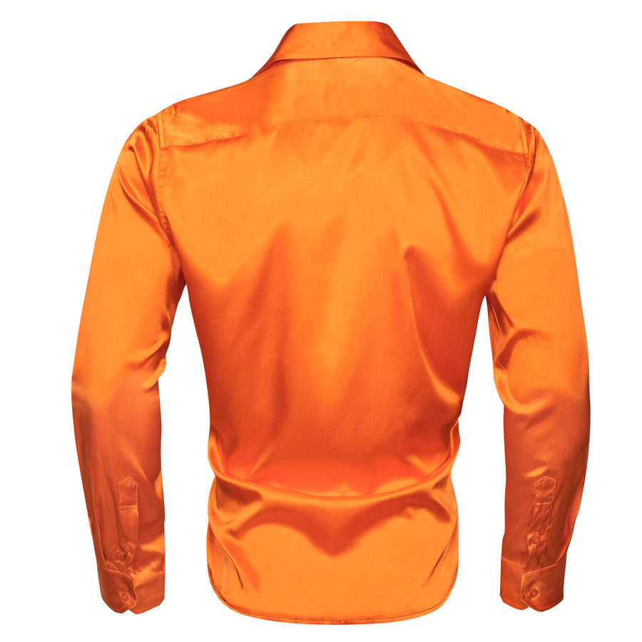 Orange Solid Silk Dress Shirt shirt    - Sophisticated Gentlemen