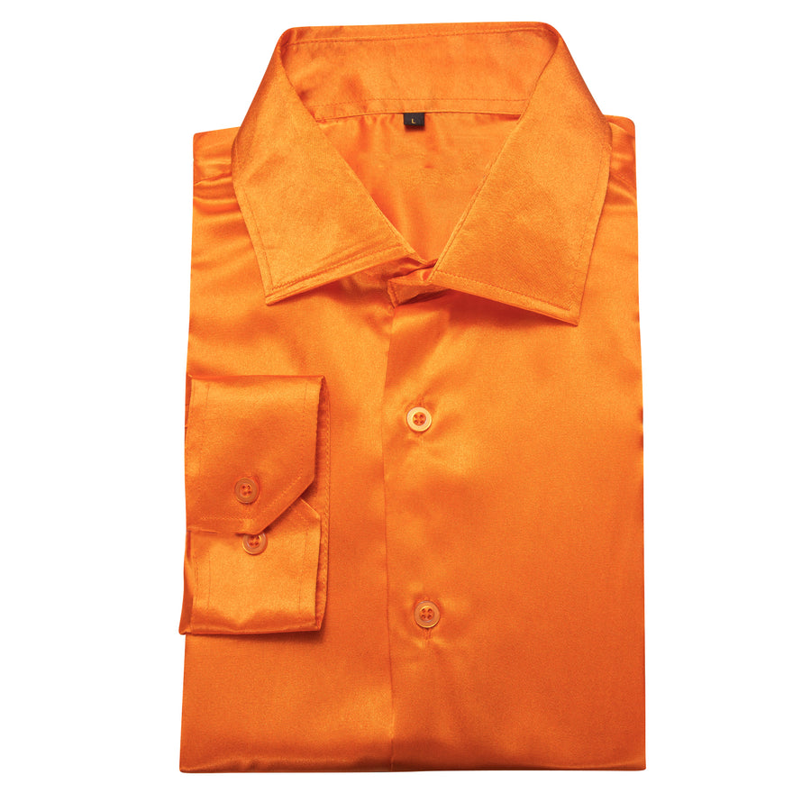 Orange Solid Silk Dress Shirt shirt    - Sophisticated Gentlemen