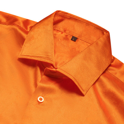 Orange Solid Silk Dress Shirt shirt    - Sophisticated Gentlemen