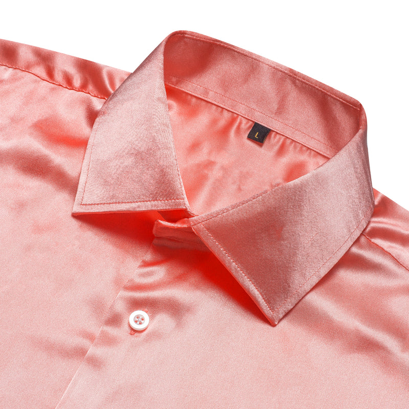 Pink Solid Silk Men's Dress Shirt shirt    - Sophisticated Gentlemen