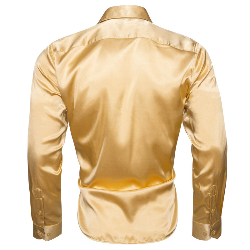 Champagne Yellow Solid Silk Dress Shirt shirt    - Sophisticated Gentlemen
